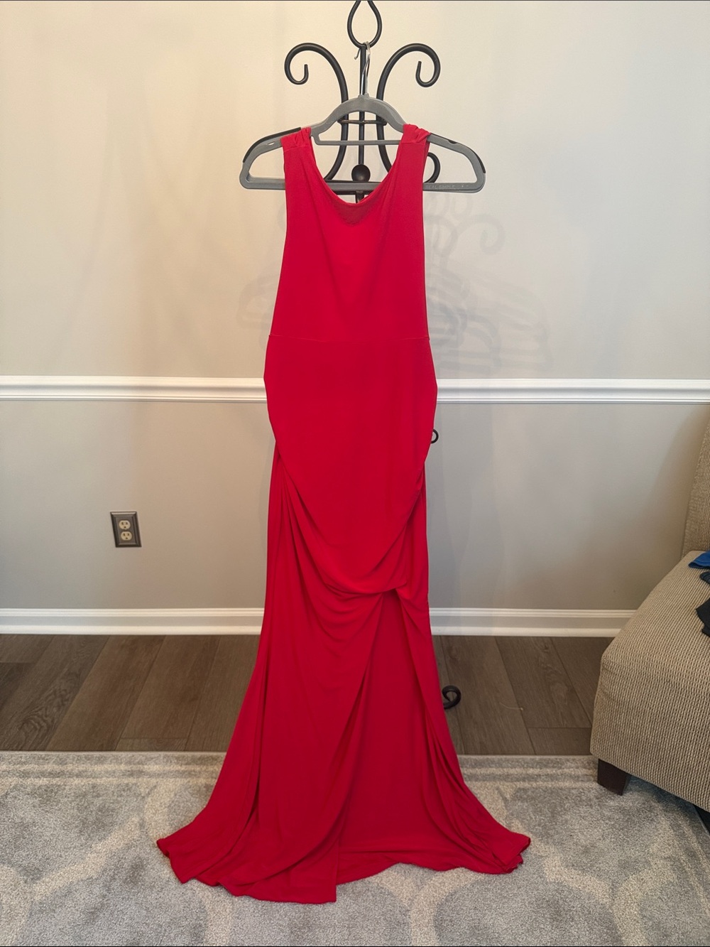 NWT Club L London Pollie Red Back Split Maternity Maxi Dress US 8 Formal Gown